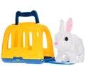 Coniglio di peluche 17 cm a batteria con suono saltellante con trasportino