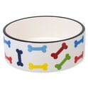 Bowl Dog Fantasy kerámiamintás színes csontok fehér 15,5x 6cm 790ml