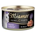 Miamor Feine Filets aus der Dose, erwachsener Thunfisch mit Tintenfisch in Gelee, 100 g