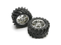 Bicicleta Traxxas 3.8", disc Split Spoke H14 argintiu, cauciucuri Maxx Chevron (pereche)