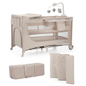 KINDERKRAFT Prenosna posteljica Joy 2 z dodatki Beige