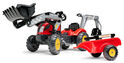 Falk Tractor de Pedales Vintage 2058N con cuchara, excavadora y remolque, rojo