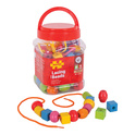 Bigjigs Toys Lesene perle za nizanje v škatli