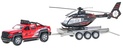 Auto fuoristrada Kids Globe Traffic 13 cm in metallo al contrario con rimorchio + elicottero 20 cm