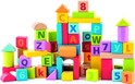 Woody Pastellwürfel mit Buchstaben und Zahlen