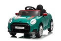 Auto elettrica BMW Mini Cooper 12V, verde, Ingresso USB con connessione Bluetooth per MP3 Pr