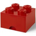 LEGO® Aufbewahrungsbox 4 - mit Schublade rot 250 x 250 x 180 mm
