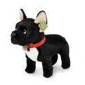 Bulldog francez de pluș negru cu guler în picioare 30 cm ECO-FRIENDLY