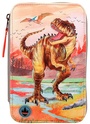 Peračník s výbavou Dino World, Hnedý T-Rex, trojposchodový, so svetelným efektom