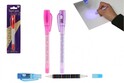 Geheimstift mit unsichtbarer Tinte und UV-Licht + Stift aus Kunststoff 15 cm mit Batterien, 4 Farben
