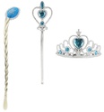 Beauty set Ice Princess plastična kruna, žezlo, pletenica