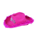 Chapeau cowboy rose avec couronne pour femme