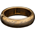 Weta Workshop LOTR- L'Unico Anello (con rune) - Tungsteno placcato oro, Taglia 7