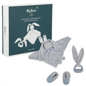 Kaloo Lapinoo Coffret cadeau pour bébé avec hochet, anneau de dentition et chaussons bleus