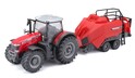 Bburago 1:50 Farm Traktor Massey Ferguson 8740S + Baler Lifter Rood