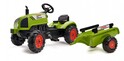 Falk Šliapací traktor 2041C Claas Arion s vlečkou a otváracou kapotou