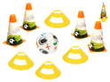 Conuri de fotbal 18 cm 4 buc + portiere 4 buc cu minge 12 cm