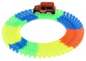 Pista care strălucește în întuneric + mașină alimentată cu baterie, plastic, 57 buc., lungime 72 cm
