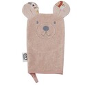 EKO bombažna umivalnica z ušesi Bear Rose roza 20x15 cm