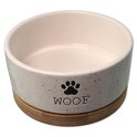 Dog Fantasy keramička bijela WOOF posuda s tanjurićem 13x5,5cm, 400ml