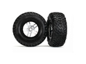 Traxxas rueda 2.2/3.0", llanta SCT Split-Spoke plateada-negra, neumático SCT S1 (2)