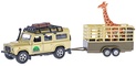 Kids Globe Traffic Land Rover Defender 14cm kov na spätný chod s prívesom 14cm a žirafa