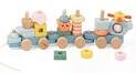 Tren + 2 vagoane ocean lemn set de construcție de tras 28 piese