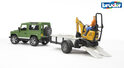 Bruder 02593 Land Rover con rimorchio e microescavatore JCB