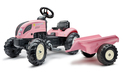 Falk hodni traktor 2056L sa prikolicom Country Star - ružičasti