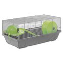 Cage Small Animals Erik gris, équipement vert 50,5x28x25cm