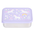 A Little Lovely Company – Edelstahl-Brotdose mit Plastikdeckel – Einhörner und Regenbogen