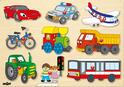 Woody Puzzle na doske - Dopravné prostriedky
