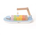 Bateau porte-conteneurs avec grue 13pcs bois 28cm avec accessoires dans une boîte 30x16x8cm 24m+