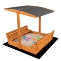 Bac à sable en bois pour enfants avec bancs et toit Baby Mix 120x120 cm gris