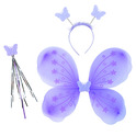 Alas de mariposa moradas con diadema y varita