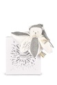 Doudou Darilni set Plišasti crkljivček medvedek s kapico 25 cm siv