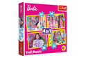 Trefl Puzzle 4 in 1 – Happy Barbie World / Mattel, Barbie