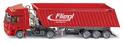 SIKU Super - Kamión s vyklápacím vlekom červený/žltý 1:50