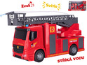 Auto hasiči 30cm stříkající vodu na setrvačník na baterie se světlem a zvukem