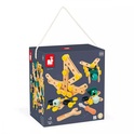 Janod BricoKids Дървен строителен комплект с шаблони и инструменти 100 бр.