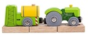 Bigjigs Rail Traktor s vlečkou zelený