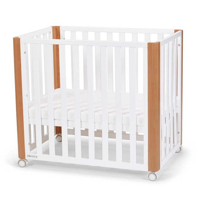 KINDERKRAFT SELECT Lesena posteljica Koya s funkcijo ograje, vključno z vzmetnico White, Premiu