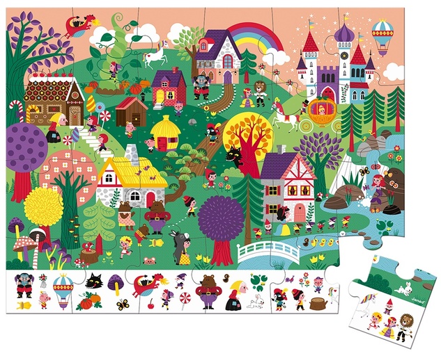 Janod Puzzle v kufríku Rozprávky 24 ks