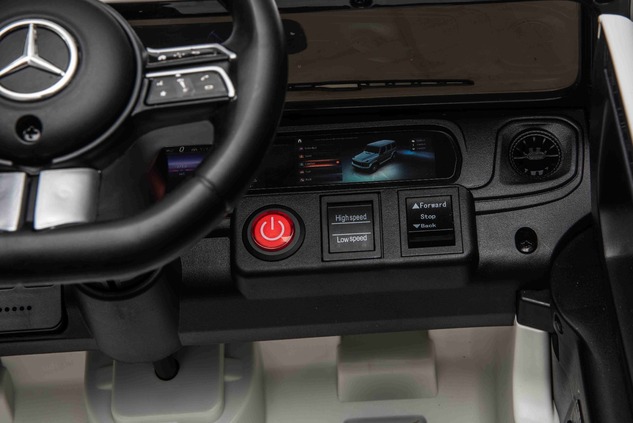 Auto elettrico Mercedes G580 12V, bianco, telecomando 2,4 GHz, Bluetooth, USB /