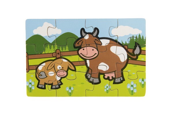 Puzzle drevené Moje prvé zvieratká 4x12 dielikov 20x14x3, 5cm v drevenej krabičke