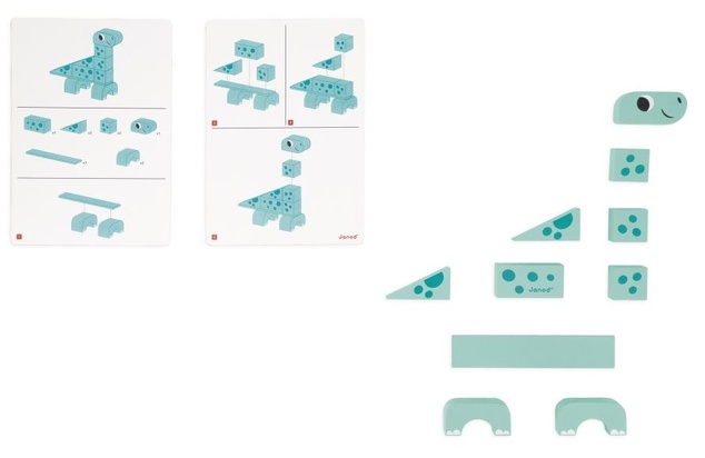 Janod Drevené kocky a stavebnica Cubikosaurus Dino