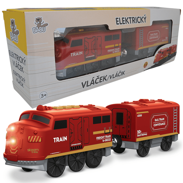 BABU vláčiky - Elektrický vláčik červený - set 2 ks