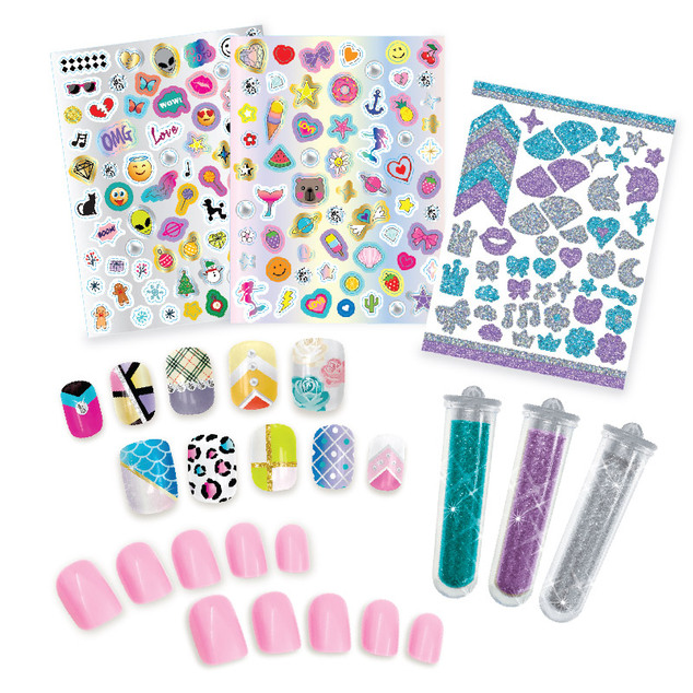 TASIA - Stylová sada Nail Art s třpytkami a samolepkami