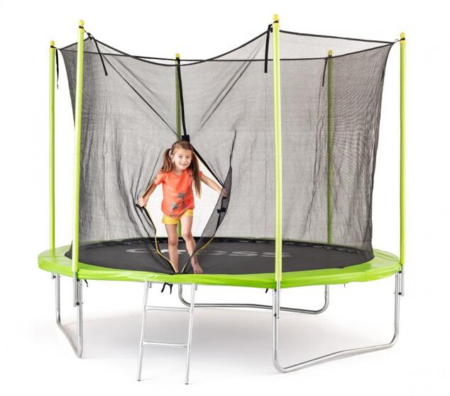 Trampolína CROSS so sieťou, zeleno čierna, 306x306x250cm