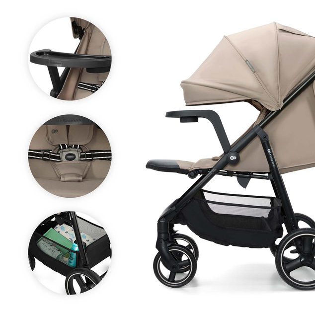 KINDERKRAFT Cărucior sport Trig 3 Tray Stone Beige